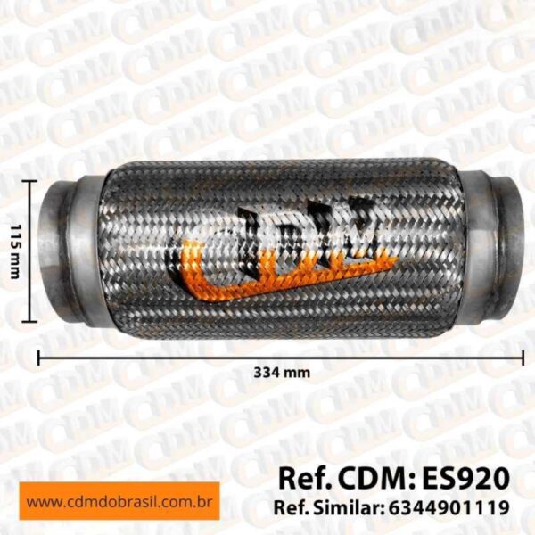 ES920 - Malha do Tubo Flexível do Escapamento (Inox) - Aplicado em Mercedes (ES920)