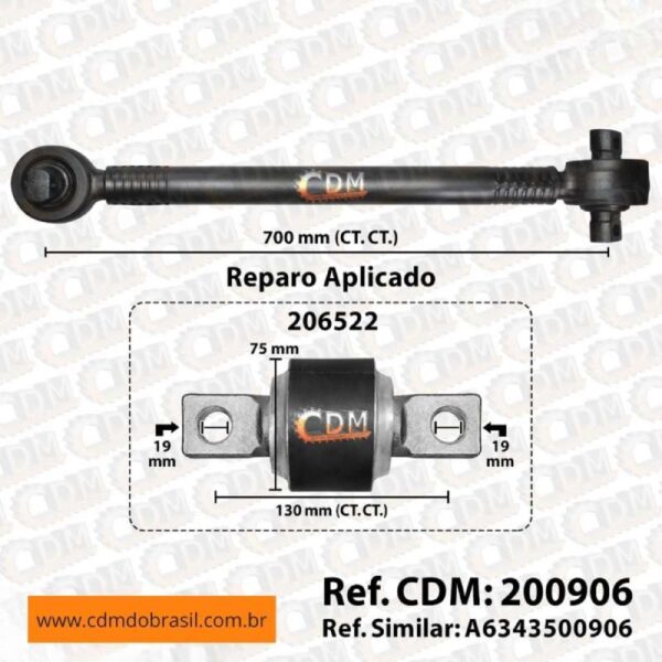 Barra de Reação (Tensor/ Barra Tensora) - Aplicado em Mercedes O-500 M / O-500 R / O-500 U (200906)