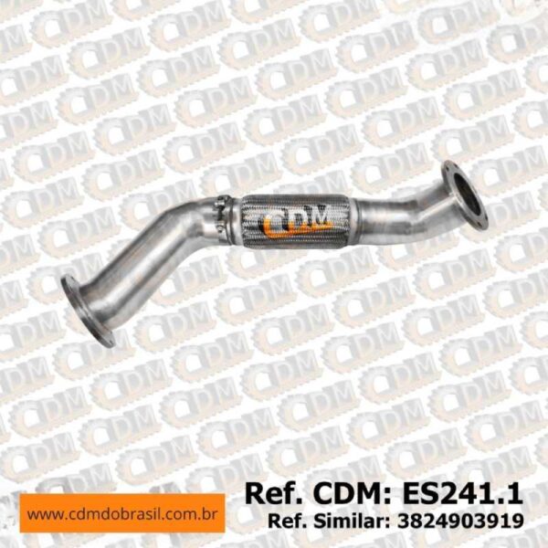ES241.1 - Tubo de Escape/ Escapamento - Aplicado em Mercedes O-500 - Com Abraçadeira - Padrão CDM (ES241.1)