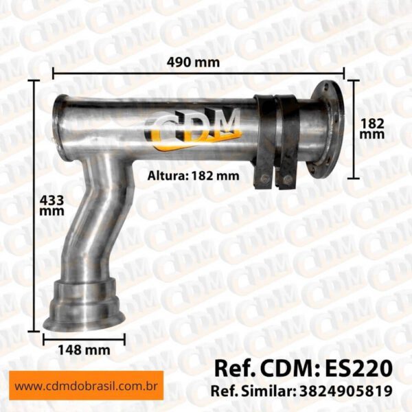 ES220 - Tubo de Escape / Escapamento Dosadora do Arla - Aplicado em Mercedes O-500 UA / O-500 UDA (ES220)
