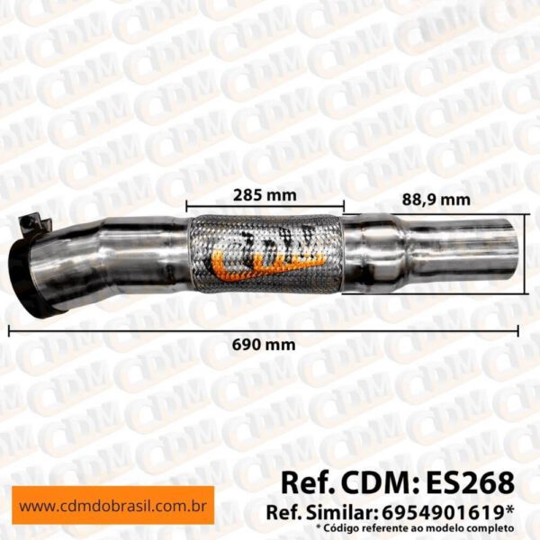 ES268 Tubo de Escape Escapamento Aplicado no Mercedes Atron 1635 Parcial ES268