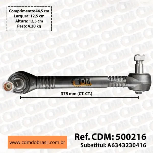 500216 Tirante Bracinho Telefoninho Bieleta - Aplicado em Mercedes O-500 - Dianteiro - Lado Esquerdo - Padrão CDM