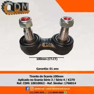 Série Similar: 1766014 / 463245 / N 6639 Tirante Bracinho Telefoninho Bieleta - Aplicação Scania K270 / L113 / L94 - Série 3 & 4 (100100) comprimento: 100mm peso: 3 kg Referência: 100100G2