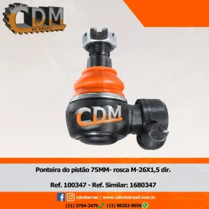 Fabricante- 1680347 Ponteira do Pistão - Aplicado no Scania K113 - Rosca M26x1,5 Direito (100347) comprimento: 75mm Ref. Similar: 1680347 Referência: 100347