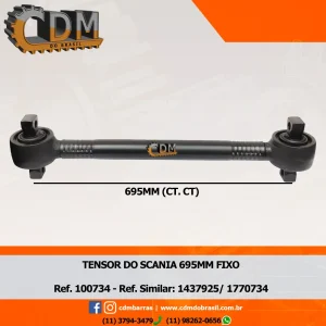 Série Similar: 1770734/ 1437925 Barra de Reação (Tensor/ Barra Tensora) - Aplicado no Scania - 100734 comprimento: 695mm peso: 12 kg diâmetro do tubo: 50mm Item de reposição: 106521 Referência: 100734