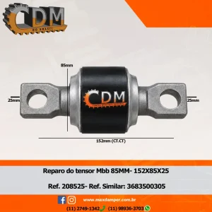 Série Similar: 3683500305 - Reparo Barra de Reação 85mm- Aplicado em Mercedes -208525 comprimento: 152X85X25 peso: 2,5 kg Referência: 208525