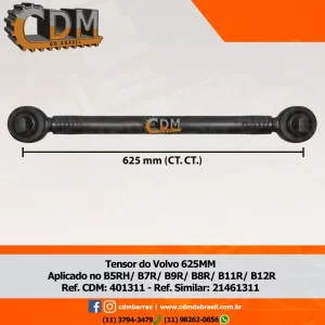 Série Similar: 21461311 Barra de Reação (Tensor/ Barra Tensora) - Aplicado no Volvo B6 / B7 / B12 (401311) comprimento: 625mm diâmetro do tubo: 50mm Item de reposição: 402536 / 403462 Referência: 401311