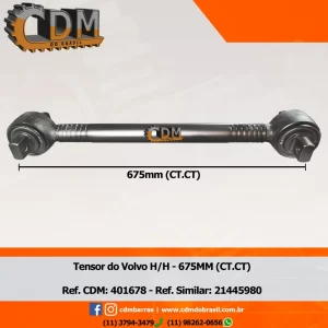 Ref. Similar: 21251678 / 21445980 401678 Barra de Reação/ Tensor - Aplicado no Volvo 401678 Referência: 401678 Comprimento: 675 mm (Centro a Centro)