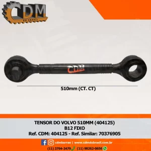 Série Similar: 70376905 / 21857935 / 5949892617 Barra de Reação (Tensor/ Barra Tensora) - Aplicado no Volvo B12 (404125) comprimento: 510mm diâmetro do tubo: 50mm Item de reposição: 40883 / 205086 Referência: 404125