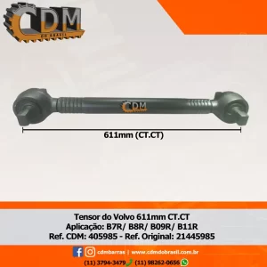 Série Similar: 21445985 Barra de Reação (Tensor/ Barra Tensora) - Aplicado no Volvo B11 (405985) comprimento: 611mm peso: 11 kg diâmetro do tubo: 50mm Item de reposição: 406901 Referência: 405985