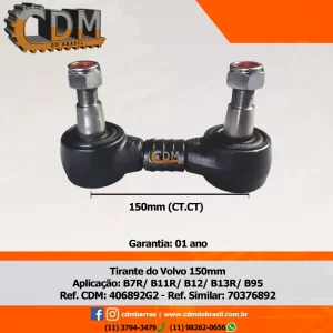 Ref. Similar: 21952221/ 70376892 Tirante/ Bieleta - Aplicado no Volvo B7/ B9/ B12/ B250R/ B290R comprimento: 150mm Item de reposição: 406892G2.1 Referência: 406892G2