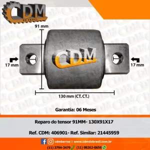 Ref. Similar: 21445959 / 70376901 Kit Reparo Barra de Reação  (130X91X17) - Aplicado no Volvo B11 / B12  comprimento: 130x91x17 Referência: 406901