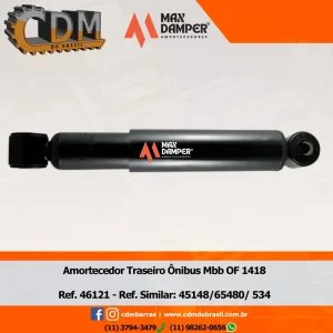 Ref. Similar: 45148/65480/ 534 - Amortecedor Traseiro Ônibus Mbb OF 1418 - 46121 Referência: 46121