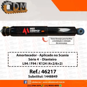 Ref. Similar: 45156/ 65465/ 1498732- Amortecedor do SC Dianteiro K-124 / K-94 Referência: 46217 CDM/ MaxDamper