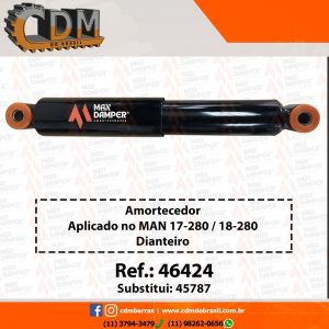 Ref. Similar: 45787 Amortecedor aplicado no Man 17-280/ 18-280 Dianteiro Referência: 46424 CDM/ MaxDamper