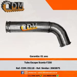 Ref. Similar: 1789562 / 2065875 Tubo de Escape / Escapamento - Aplicado no Scania F250 - ES118 Referência: ES118