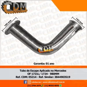 Série Similar: 6344901019 - Tubo de Escape/ Escapamento Saída do Motor - Aplicado no Mercedes O-500 - Inox (ES242) Referência: ES242