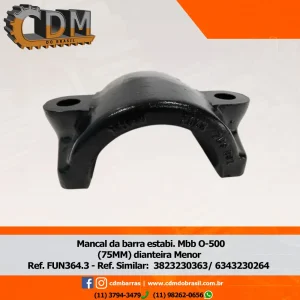 Fabricante: 6343230264/ 3823230363 - Mancal da Barra Estabilizadora Mbb O-500 dianteira 75mm- FUN364.3 comprimento: 75mm Referência: FUN364.3