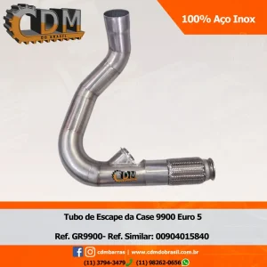 Ref. Similar: 00904015840- Tubo de escape da Case 9900 Euro 5- 100% Inox- GR9900 Referência: GR9900