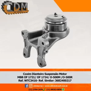 Ref. Similar: 3682400217 - Coxim Dianteiro Suspensão Motor MBB 2730 6X4 - 2730K. Ônibus: O-500M/ O-500R/ O-500R/ O-500U/ OF1724/ OF1723/ OH 1521 OH 1518 - OH 1525/ OH 1526/ OH 1622 Referência: WTC3416