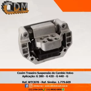 Ref. Similar: Coxim Traseiro da Suspensão Câmbio 1779609/ 001779609/ 001779609/ 1921972/ 01921972/ 001921972 Scania: G 380 - G 420 - G 440 - G470 - P 124 - P 250 - P 380 - P 420- R 124 - R 164 - R 380 - R 420 - R 440  R 470 - R 500 - T 124 Ônibus: F 250B - K 250B - K 380 - K420 - K 440 Referência: WTC878