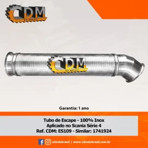 Ref. Similar: 1741924 Tubo de Escape/ Escapamento - Aplicado no Scania K94 (ES109) comprimento: 700mm diâmetro do tubo: 115mm Referência: ES109