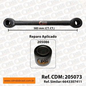 Série Similar: 6643307411 / N 5073 Barra de Reação (Tensor/ Barra Tensora) - Aplicado no Mercedes O370 O371 O374 O400 (205073) comprimento: 585mm diâmetro do tubo: 50mm Item de reposição: 205086 Referência: 205073