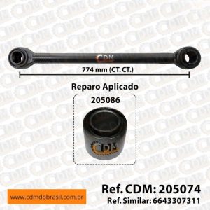 6643300011 Barra de Reação (Tensor/ Barra Tensora) - Aplicado em Mercedes O-370 / O-371 / O-374 / O-400  comprimento: 774mm peso: 9 Kg diâmetro do tubo: 50mm Item de reposição: 205086 Referência: 205074 Série Similar: 6643300011 / N 5074 / 3384901