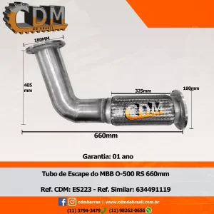 Série Similar: 6344901119 Tubo de Escapamento/ Escape 100% Inox O500 RS O500 RSD  (ES223) comprimento: 750mm diâmetro do tubo: 115mm Item de reposição: ES920 Referência: ES223 Série Similar: 6344901119