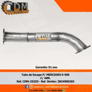 Ref. Similar: 3824900265 Tubo de Escape / Escapamento - Aplicado em Mercedes O-500 UA 1050MM - Com Abraçadeira - ES255 comprimento: 1.050mm diâmetro do tubo: 115mm Item de reposição: ES910 Referência: ES255.1 Série Similar: 3824900265 / ES255