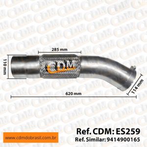 Série Similar: 9414900165/9414900265-  Tubo de Escape/ Escapamento - Aplicado em Mercedes Axor - Euro 5 - Actros (ES259) comprimento: 640mm diâmetro do tubo: 115mm Item de reposição: ES910 Referência: ES259