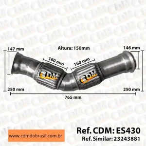 Série Similar: 23243881 Tubo de Escape/ Escapamento - Aplicado no Volvo FH16 - 100% Inox(ES430) comprimento: 765mm diâmetro do tubo: 108mm Item de reposição: ES1160 Referência: ES430