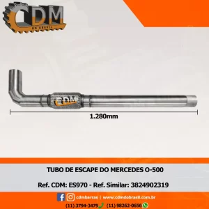3824902319 - Tubo de Escape/ Escapamento - Aplicado em Mercedes O-500  (ES970) peso: 5 kg diâmetro do tubo: 88,9mm Referência: ES970 Série Similar: 3824902319